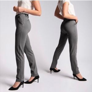 Betabrand Long Catstooth Straight Leg Chino Dress Yoga Pants (Size Large)